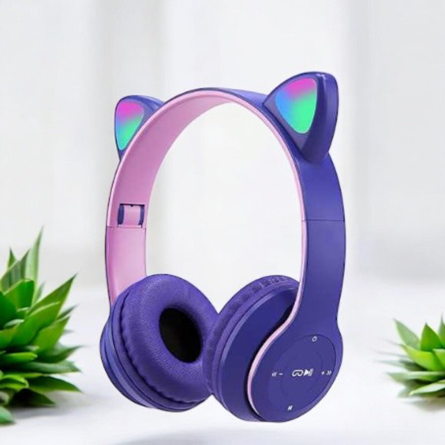 Casque Stéréo Bluetooth P47M avec Oreillette Lumineuse - Violet