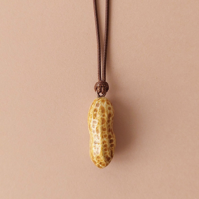 Realistic Peanut necklace - Funny peanut charm - Nut pendant - Air dry clay Charm