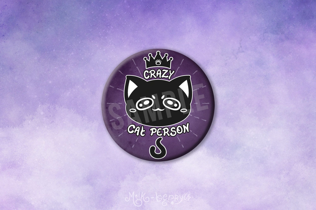 Badge 56mm Crazy Cat Person