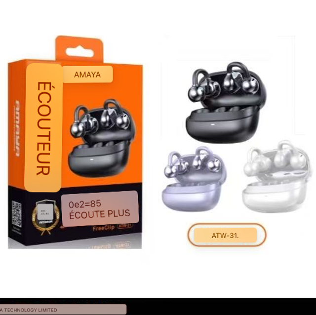 Écouteurs Bluetooth violet Conception unique du clip oreilles