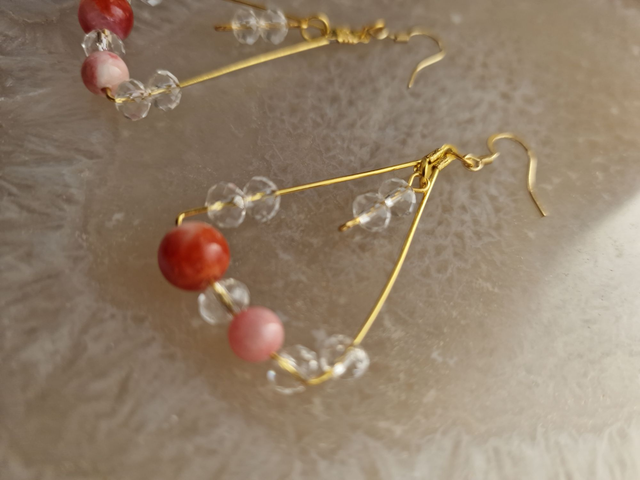 Boucles D'oreilles Cornaline Cristal Acier