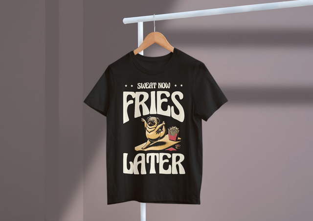 Sweat Now Fries Later, Fitness Humor, Food Motivation
Jetzt schwitzen, später Pommes frites, Fitness-Humor, Essensmotivation