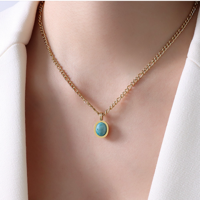 Natural Stone Stainless Steel Chain Necklace