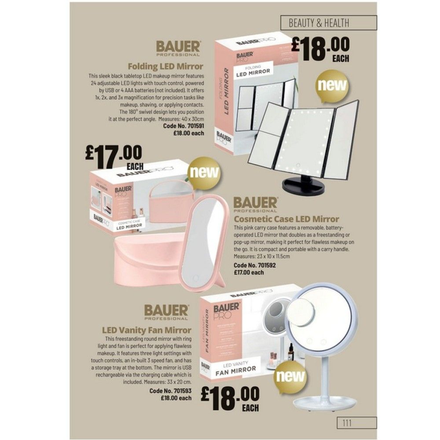 Bauer Cosmetic Case LED Mirror