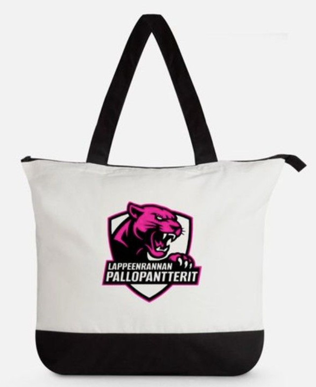 Puuvillakangaskassi vetoketjulla