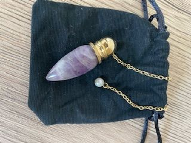 Pendule acier argenté et améthyste 