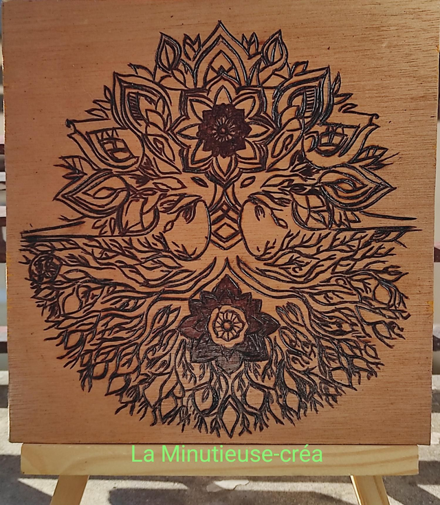 Cadre pyrogravure arbre de vie