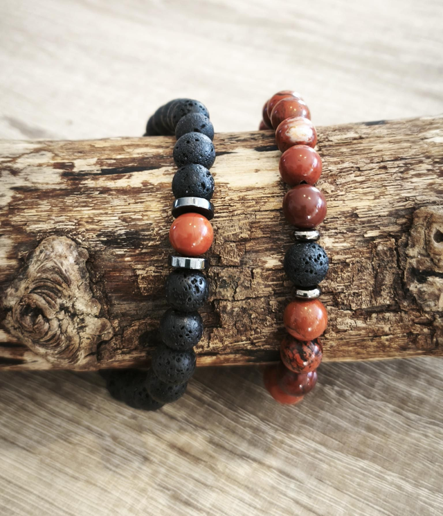 Duo Jaspe rouge/Pierre de lave