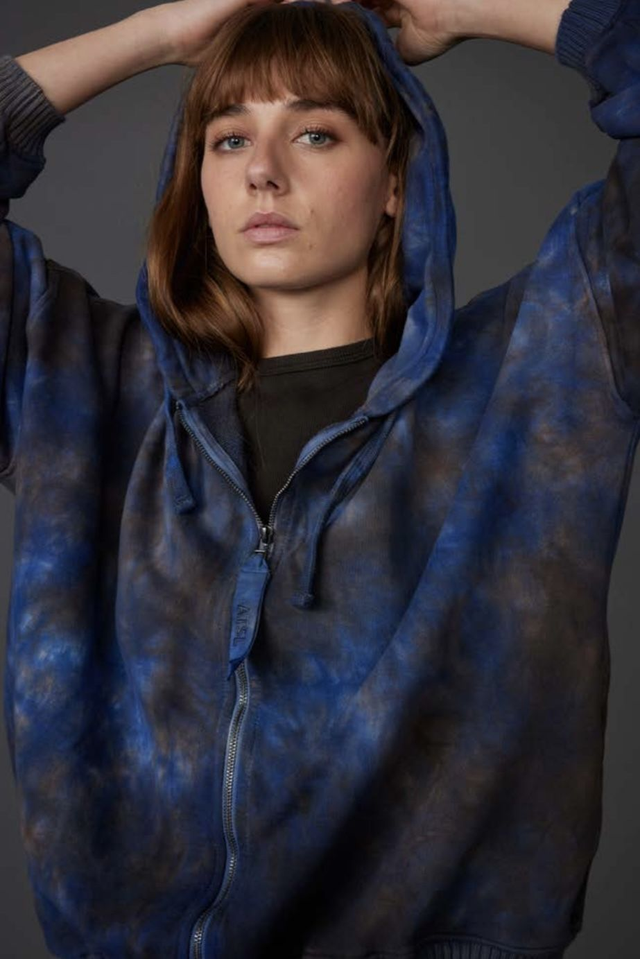 Choc/Blue Oversize Tie Dye Hoody