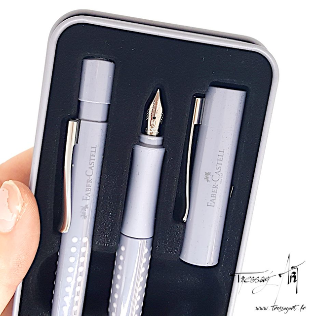 FABER CASTELL - COFFRET STYLO PLUME ET BILLE GRIS - FB070