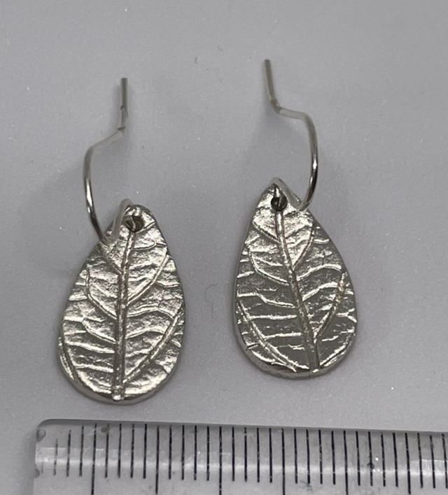 Leaf Silver Tear Drop Earrings.