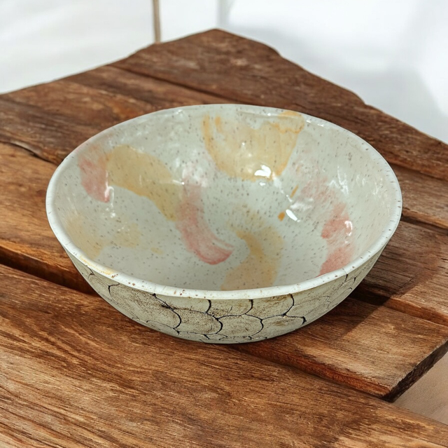 Obstschale weiß- rosa/orange