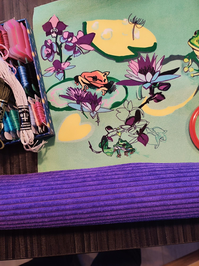 Coupon velours 24*24 illustré grenouille 