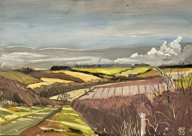 Near Hunger Hill, Warter, Yorkshire Wolds. Oil on canvas board, 14x10”