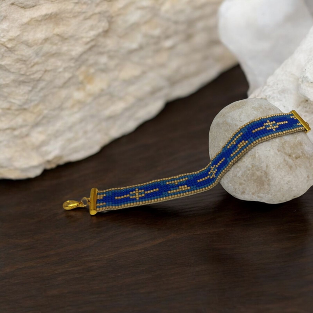 Bracelets tons bleu et or