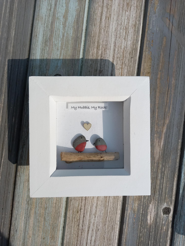 Irish, Handcrafted,  Small Irish Pebble Art frame for Husband