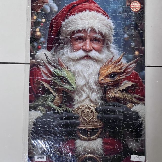 A3 sublimation jigsaw with Santa cuddling 2 dragons limited to 1