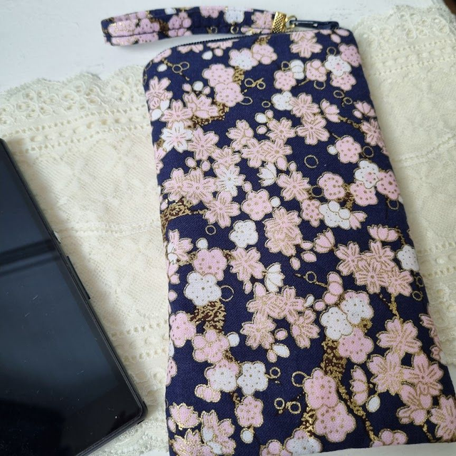 Etui zippé pour smartphone "Hinata" bleu marine