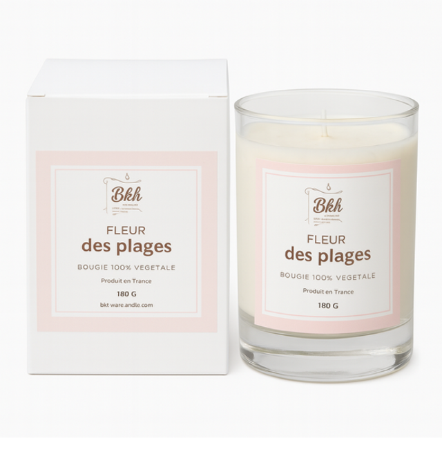 Bougie fleur des plages  180g (Bougie 100% végétale)
