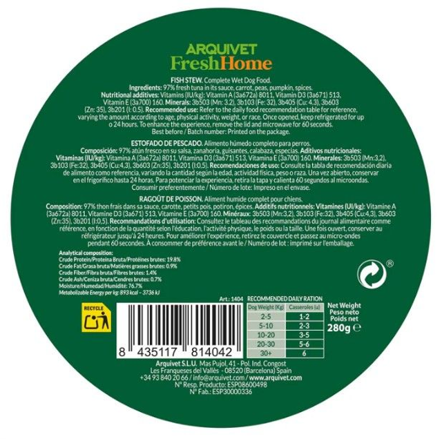 Ragoût de poisson / FreshHome - 9 bols x 280 Grs = 2.520 Kg - Arquivet / ARQ1404