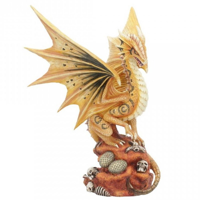 Dragon grand marron sur rocher avec œuf (Anne Stokes)