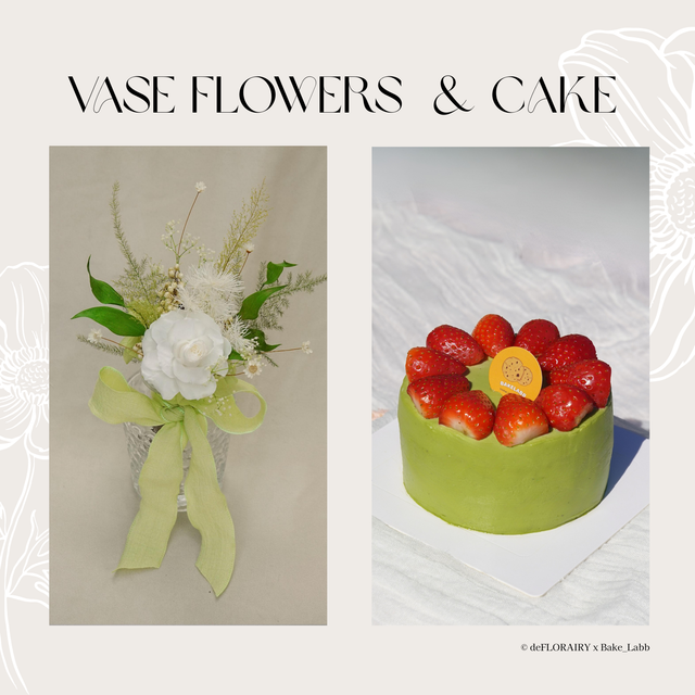 Rose: Pearl Gleam Flower in Vase & 6" Whole Cake | Direct Home Delivery | 4 Days in Advance