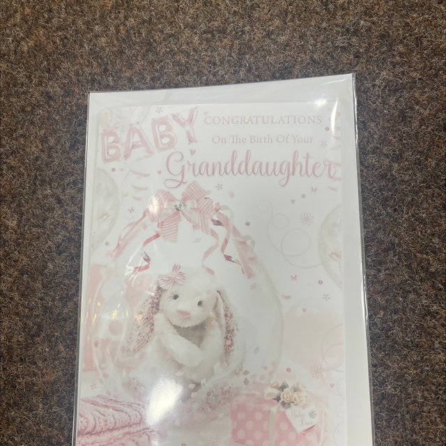 Baby Girl Congratulations Pink Rabbit Card