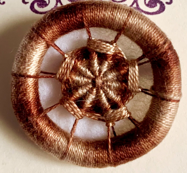 Dorset Button Brooch, Brown Flower