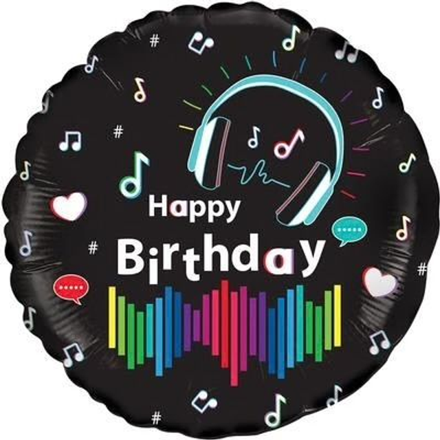 18" MEDIA MUSIC BIRTHDAY HOLOGRAPHIC FOIL