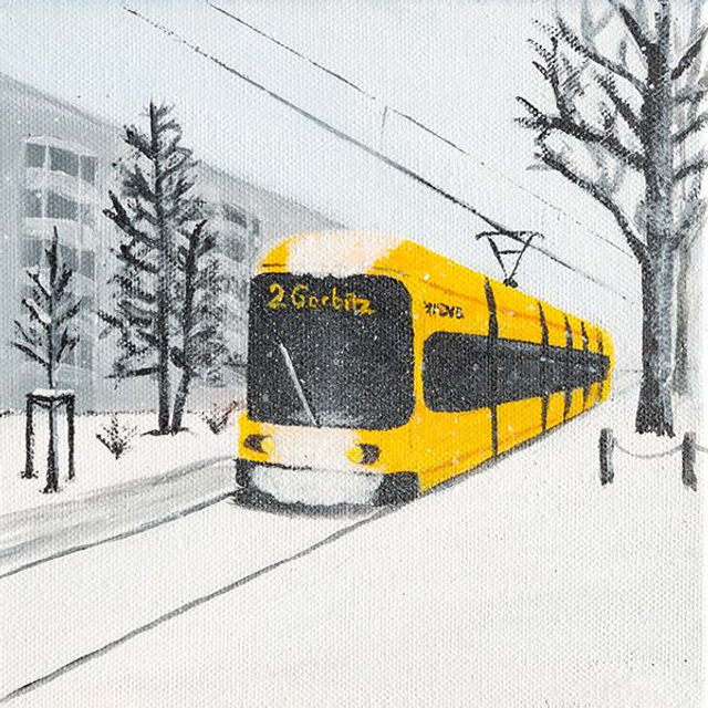 Stübelallee in Dresden im Schneegestöber - Original