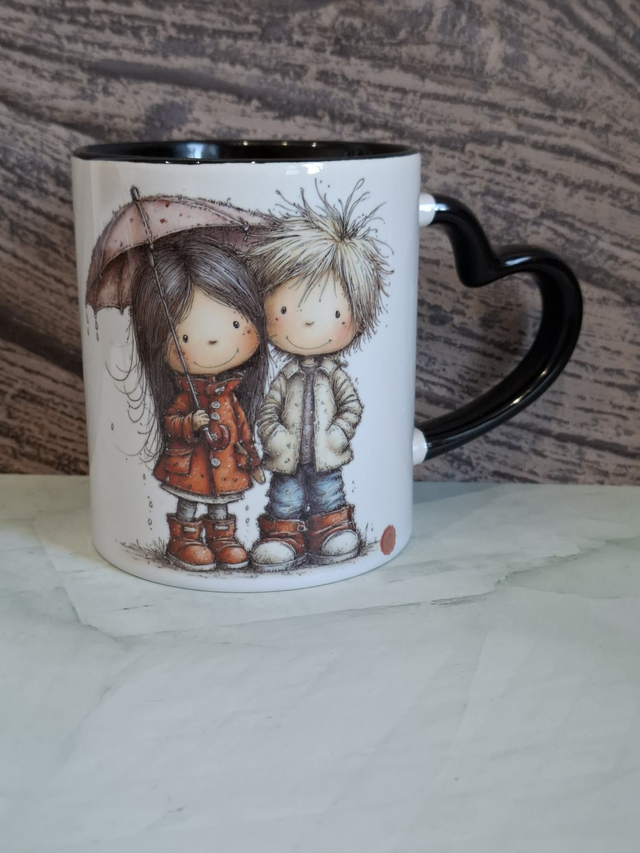 Mug coeur noir st valentin