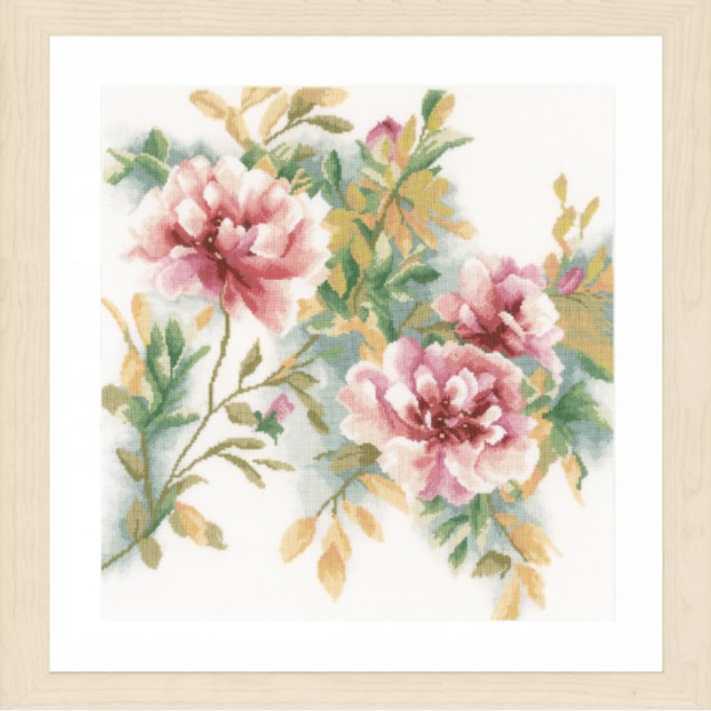 Counted Cross Stitch Kit Rose Branch (Linen) - Lanarte