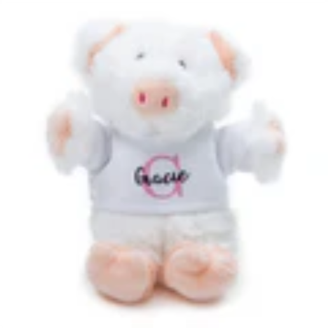 White Pig Plush Keyring