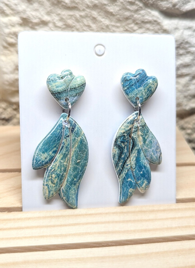 Boucles d'oreilles feuilles Océan 