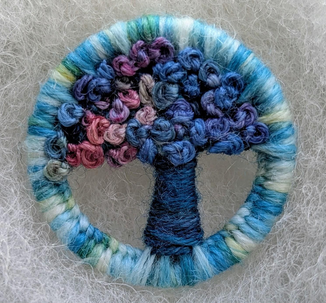 Dorset Button Brooch - Evening Sky with blue stripes.