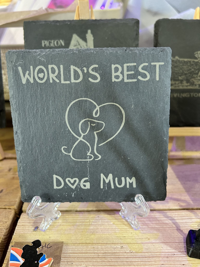 World&#039;s best dog mum Welsh slate coaster