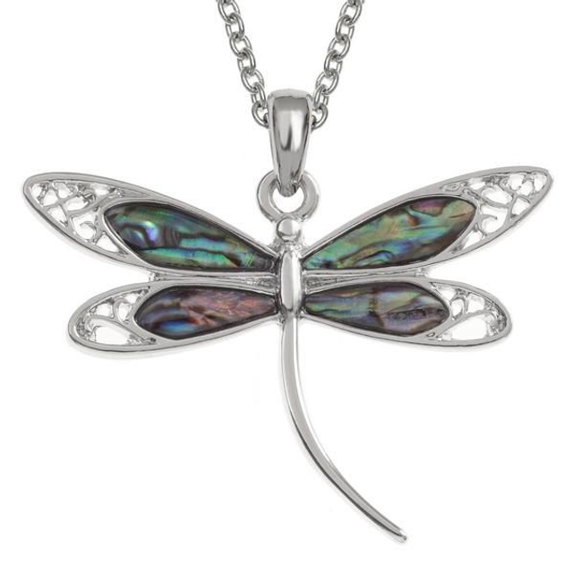 Filigree Dragonfly Paua Shell Pendant