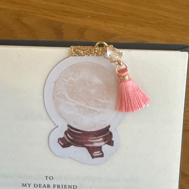 Marque-pages magnétiques Boule de Cristal, pompon rose