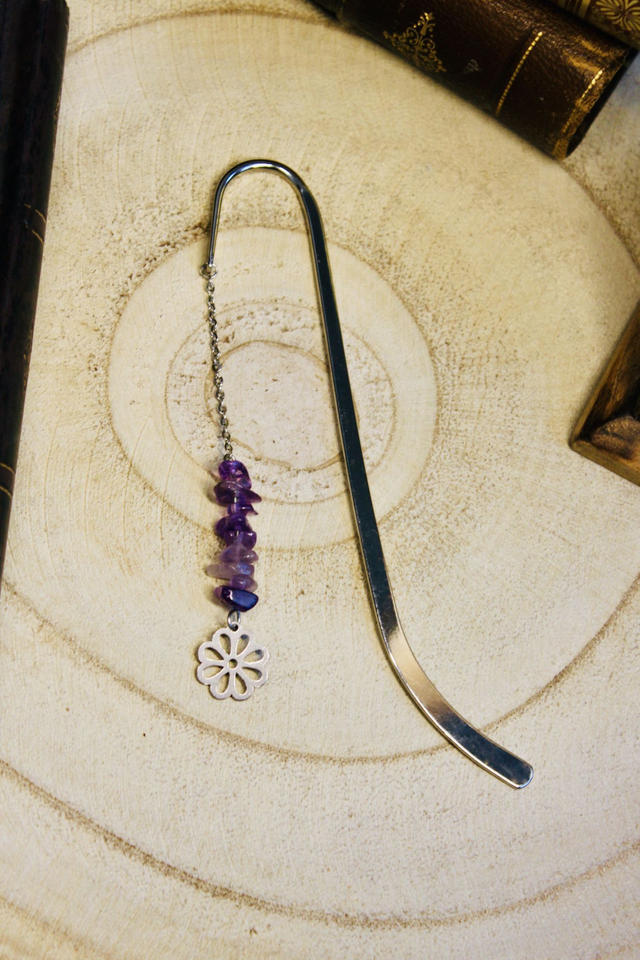 Marque page personnalisable fleur argenté