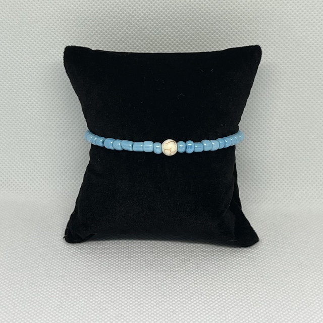 Bracelet en perles rocailles bleu - Perles synthétiques blanc