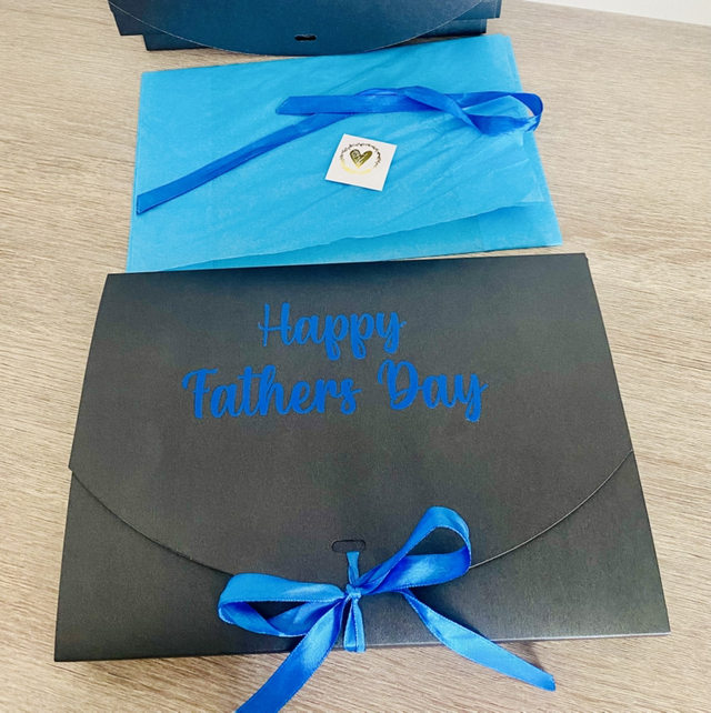 Gift Box - Black with Decal, Ribbon & Tissue Paper