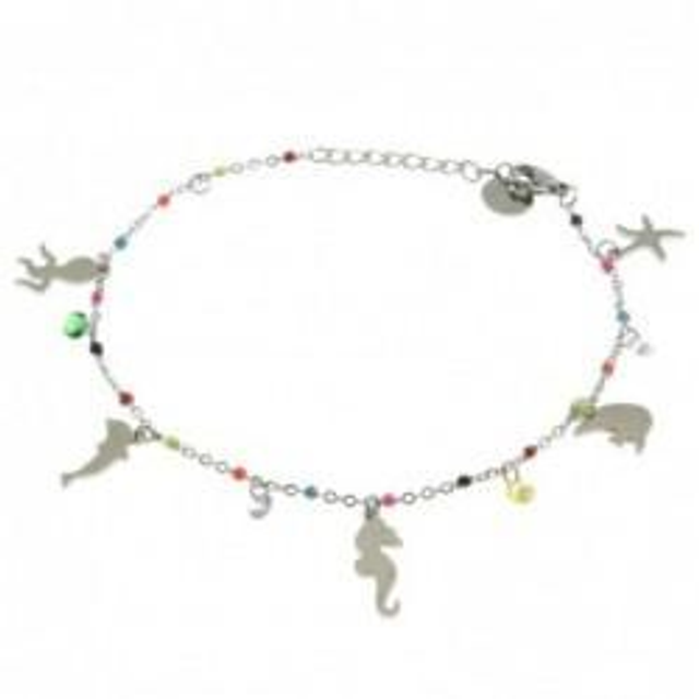 Cavigliera donna in acciaio con portafortuna 