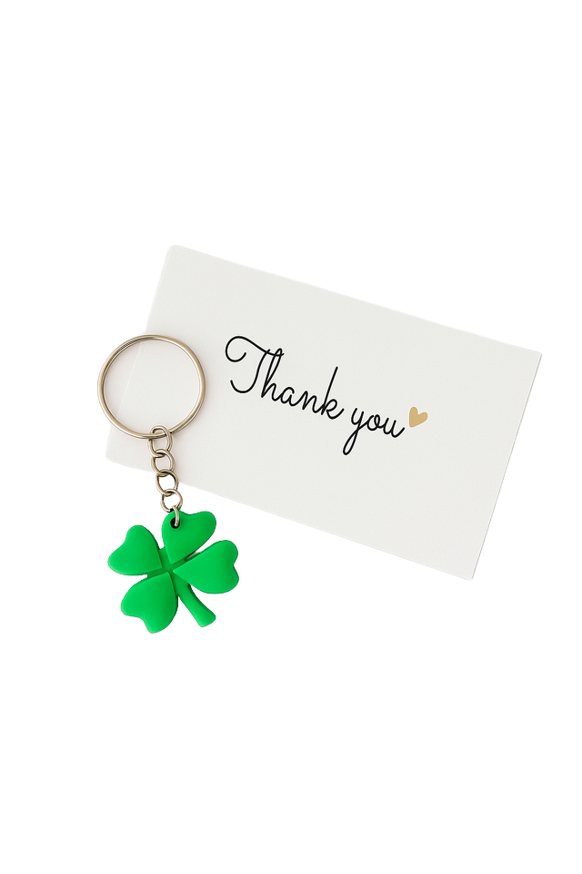 Glücksbringer Schlüsselanhänger – vierblättriges Kleeblatt aus weichem Silikon
