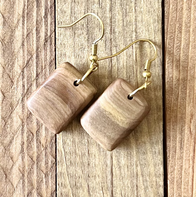 Boucle d oreille rectangle bois d’oliviers 