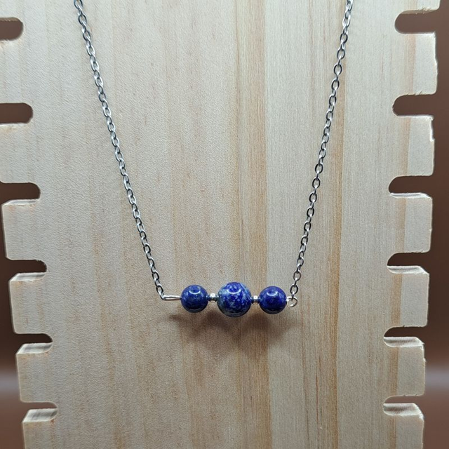 Collier 3 perles Lapis lazuli