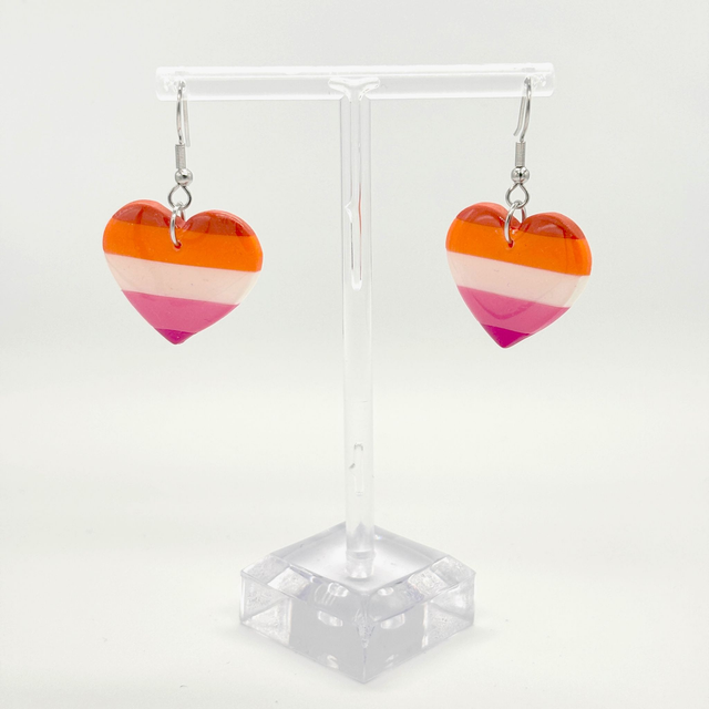 LGBT+ Lesbian Heart Earrings