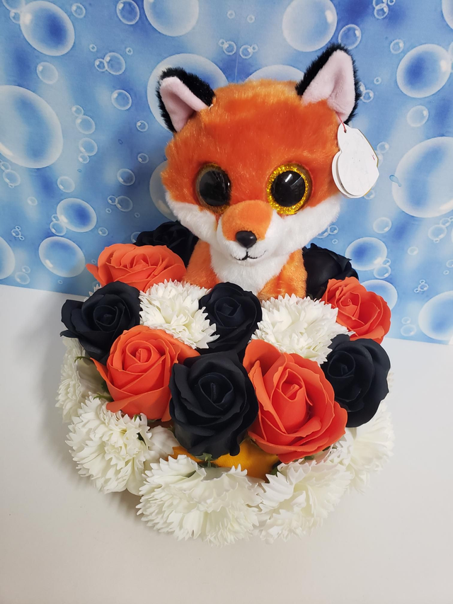 Création fleurs de savon et peluche 