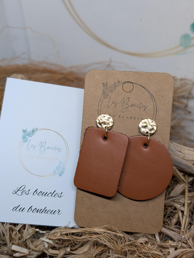 Boucles d'oreilles Asymétrique camel as020