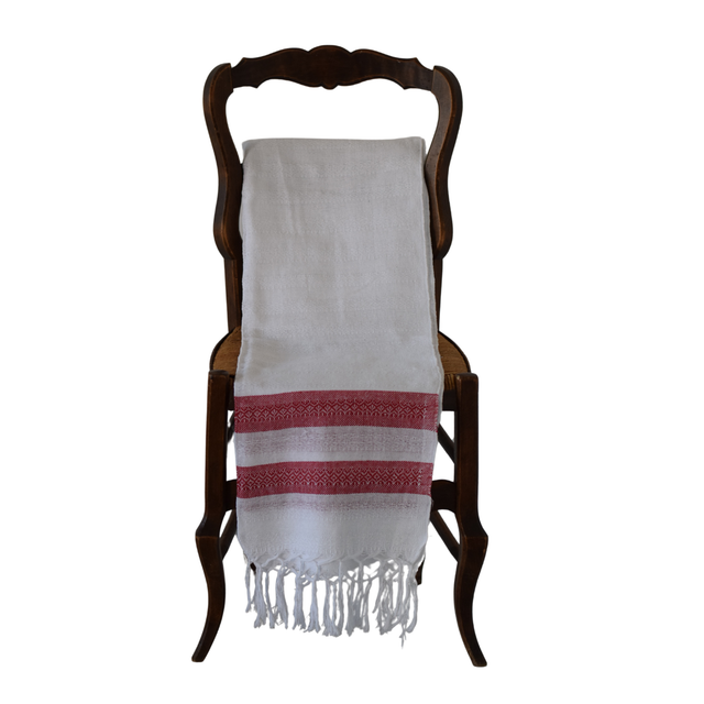 Châle (rebozo) rouge et blanc, imprégné de pureté ancestrale