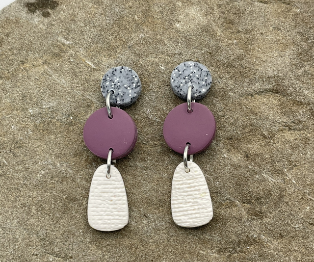 Mini plum stone statement earrings